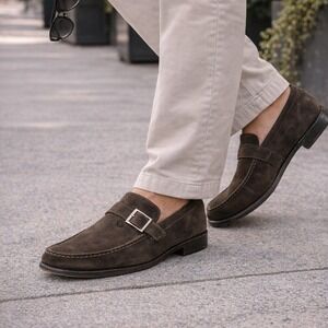 Ermenegildo Zegna Monk Strap Loafers Men 10.5 D Brown Suede Italian Luxury Shoes